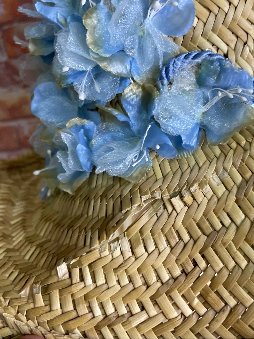 Shapable Staw Cowboy Hat with Blue Floral Trim